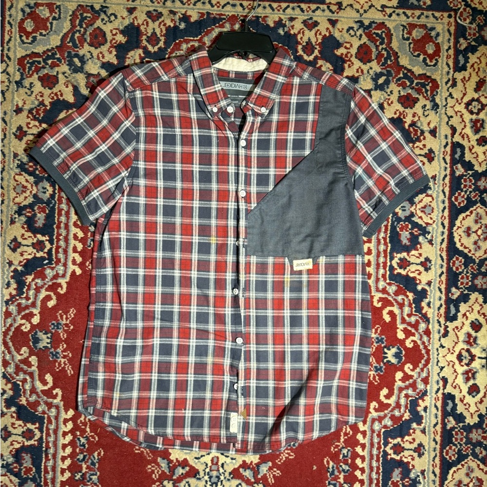 Dockers Red and Blue Plaid Casual Shirt